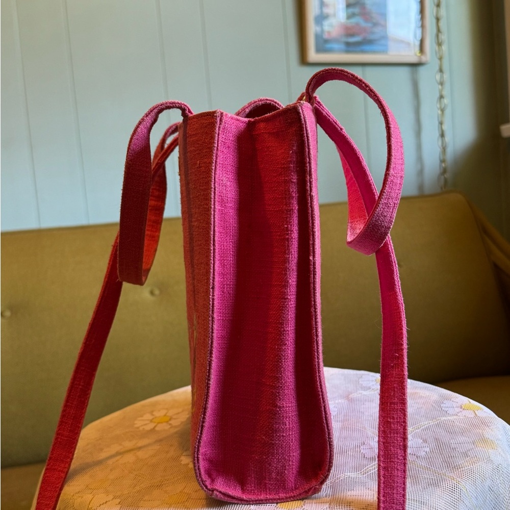 GUESS Pink Floral Embroidered Mini Tote Bag - Picture 3 of 8
